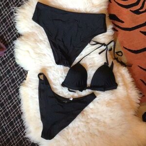 Set of 3 black aerie bikini top bikini bottom multiple sizes